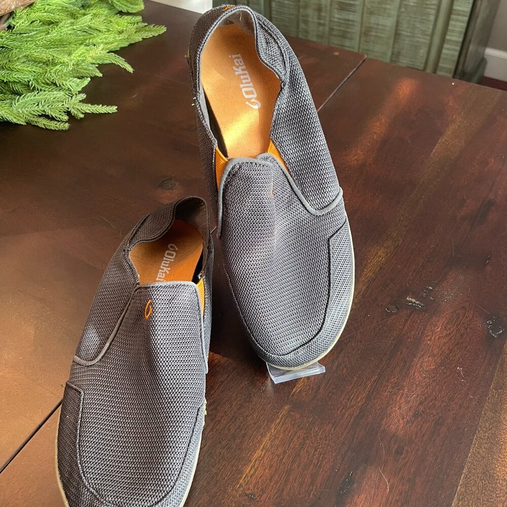 OluKai Nohea Gray Mesh Slip-On Folding Heel Shoe Size 10